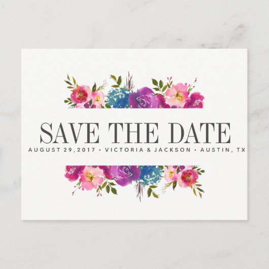 Spring Lush | Roze bloemen WEDDING behalve de datu Aankondigingskaart (Voorkant)