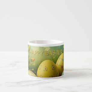 Spring Magic met paaseieren in een Zee van bloemen Espresso Kop