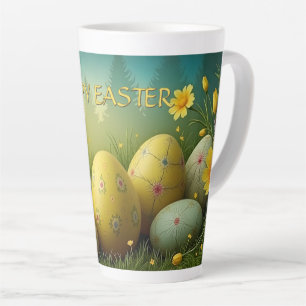 Spring Magic met paaseieren in een Zee van bloemen Latte Mok