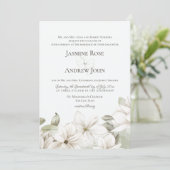 Spring Magnolia Blossom Blush en Sage Wedding Kaart (Staand voorkant)
