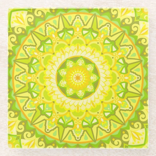 Spring Mandala Glazen Onderzetter (Voorkant)