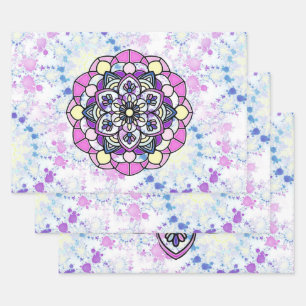 Spring Mandala Wrapping Paper Flat Sheet Set van 3