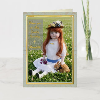 Spring Meadow Antique Doll Foil Card Folie Wenskaart