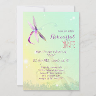 Spring Meadow Dragonfly Wedding Rehearsal Dinner Kaart