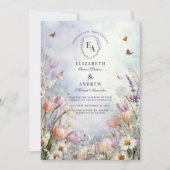 Spring Meadow Wildflower Butterfly Wedding Kaart (Voorkant)