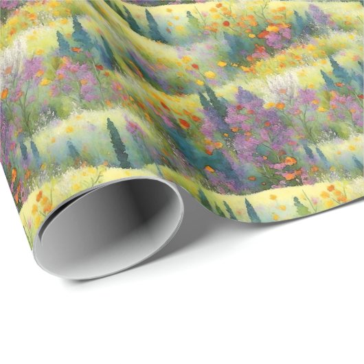 Spring Meadow Wildflower Waterverf Cadeaupapier (Rol Hoek)
