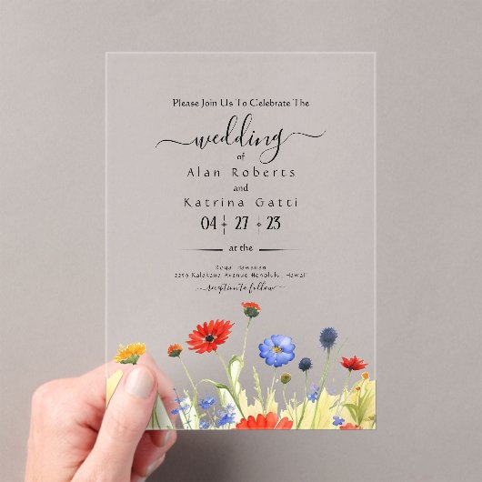 Spring Meadow Wildflowers Wedding Invitation (In situ (ordinateur de poche))