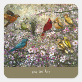 Spring Meet: Colorful Songbirds Bird Lovers Gifts Vierkante Sticker