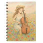 Spring Melody - Meisje met Cello in Bloemenveld 🌸 Notitieboek (Voorkant)