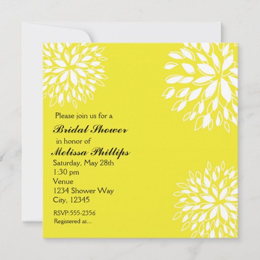 Spring Modern Geel & Wit Bloemen Uitnodiging (Voorkant)