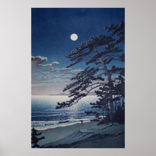Spring Moon bij Ninomiya Beach Kawase Hasui 1932 Poster (Voorkant)