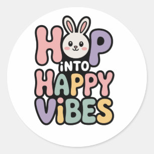 Spring naar gelukkige vibes Pasen Konijn Sticker C