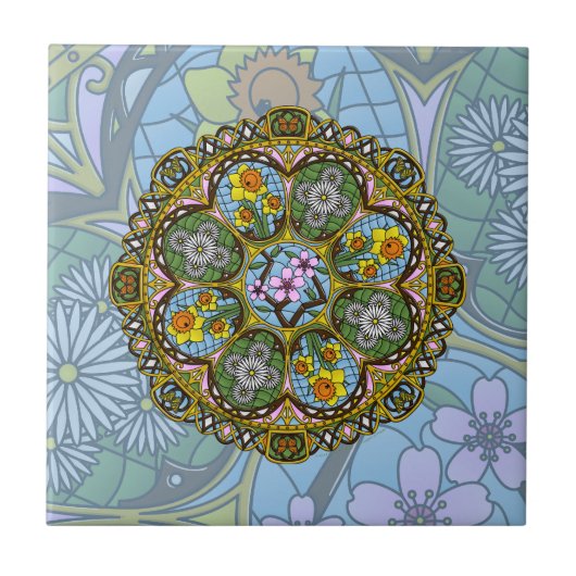 Spring Nouveau Tile Tegeltje (Voorkant)