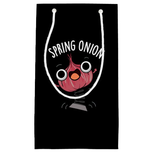 Spring Onion Funny Veggie Pun Dark BG Klein Cadeauzakje (Voorkant)