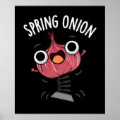Spring Onion Funny Veggie Pun Dark BG Poster (Voorkant)