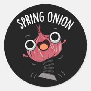 Spring Onion Funny Veggie Pun Dark BG Ronde Sticker