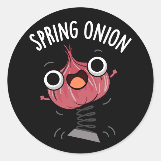 Spring Onion Funny Veggie Pun Dark BG Ronde Sticker (Voorkant)