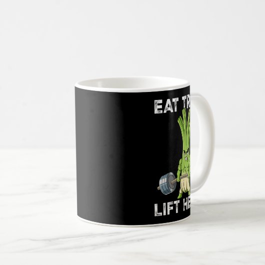 Spring Onion Gym Gewichtstraining Eet Trash Lift H Koffiemok (Voorkant rechts)
