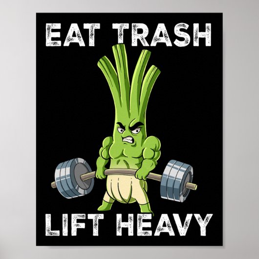 Spring Onion Gym Gewichtstraining Eet Trash Lift H Poster (Voorkant)