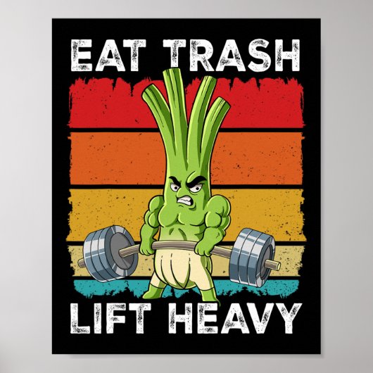 Spring Onion Gym Gewichtstraining Eet Trash Lift H Poster (Voorkant)