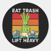 Spring Onion Gym Gewichtstraining Eet Trash Lift H Ronde Sticker (Voorkant)