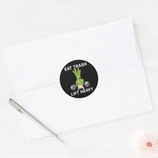Spring Onion Gym Gewichtstraining Eet Trash Lift H Ronde Sticker (Envelop)