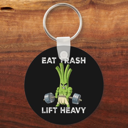 Spring Onion Gym Gewichtstraining Eet Trash Lift H Sleutelhanger (Voorkant)