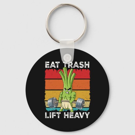 Spring Onion Gym Gewichtstraining Eet Trash Lift H Sleutelhanger (Voorkant)