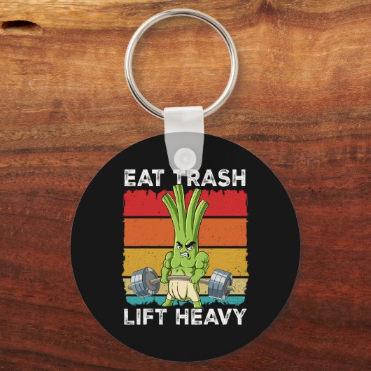 Spring Onion Gym Gewichtstraining Eet Trash Lift H Sleutelhanger (Voorkant)
