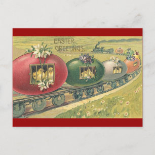 Spring op de Easter Egg Train ! Feestdagenkaart