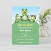 Spring op het Schattigee Waterverf Frog Baby showe Kaart (Staand voorkant)