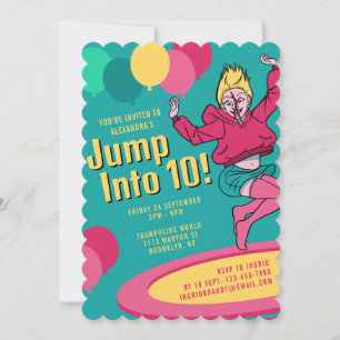 Spring op je 10e Trampoline Feest Meisjes 10e Verj Kaart