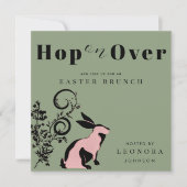 Spring op over moderne konijntje paasbrunch kaart (Voorkant)