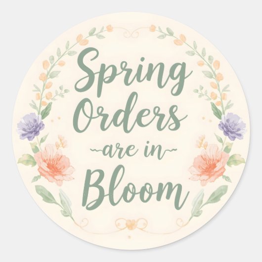 Spring Orders are in blue Bloom Ronde Sticker (Voorkant)