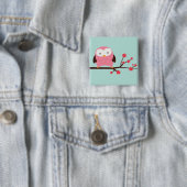 Spring Owl Vierkante Button 5,1 Cm (In situ)