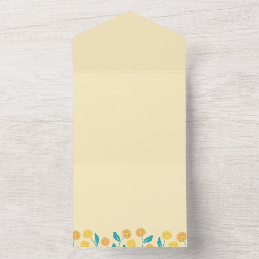 Spring Paardebloem Bloemen en Bladeren Design All In One Uitnodiging (Binnen)