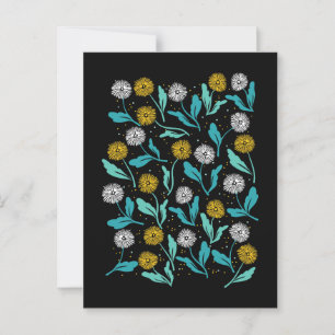 Spring Paardebloem Bloemen en Bladeren Design Briefkaart
