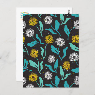 Spring Paardebloem Bloemen en Bladeren Design Briefkaart