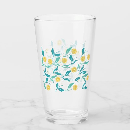 Spring Paardebloem Bloemen en Bladeren Design Glas (Achterkant)