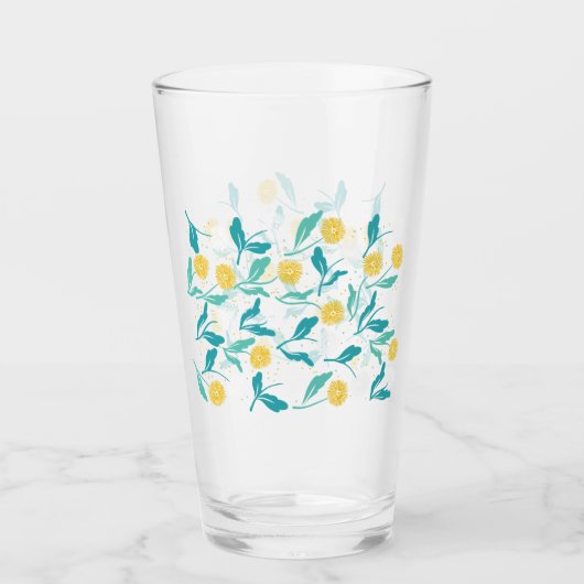 Spring Paardebloem Bloemen en Bladeren Design Glas (Voorkant)