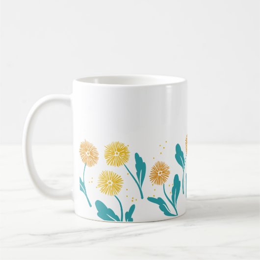 Spring Paardebloem Bloemen en Bladeren Design Koffiemok (Links)
