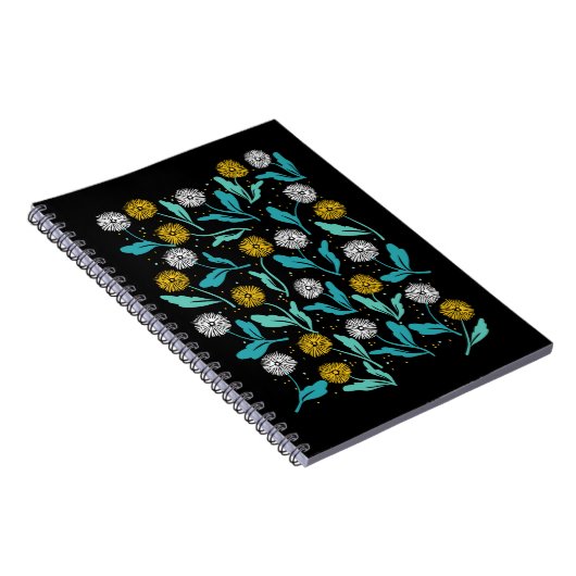 Spring Paardebloem Bloemen en Bladeren Design Notitieboek (Rechterzijde)