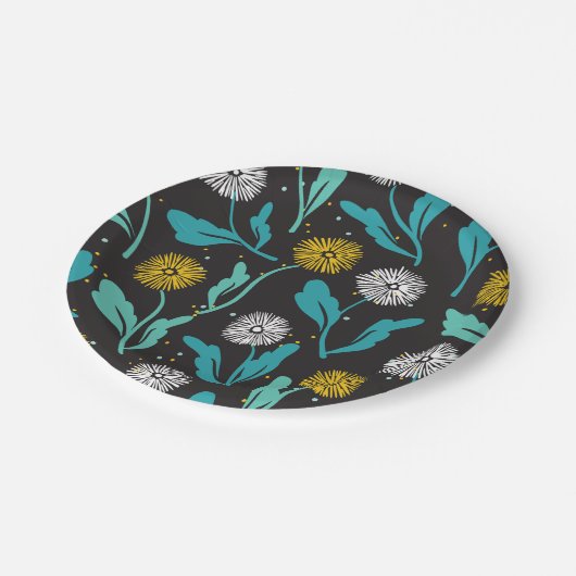 Spring Paardebloem Bloemen en Bladeren Design Papieren Bordje (Gekanteld)