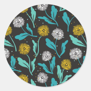 Spring Paardebloem Bloemen en Bladeren Design Ronde Sticker