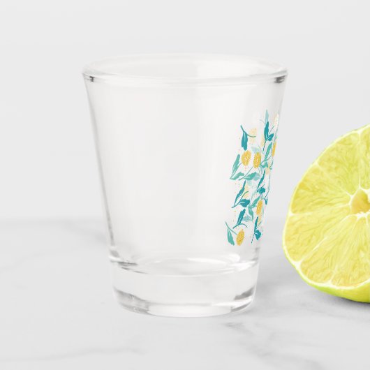 Spring Paardebloem Bloemen en Bladeren Design Shot Glas (Links)