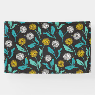 Spring Paardebloem Bloemen en Bladeren Design Spandoek