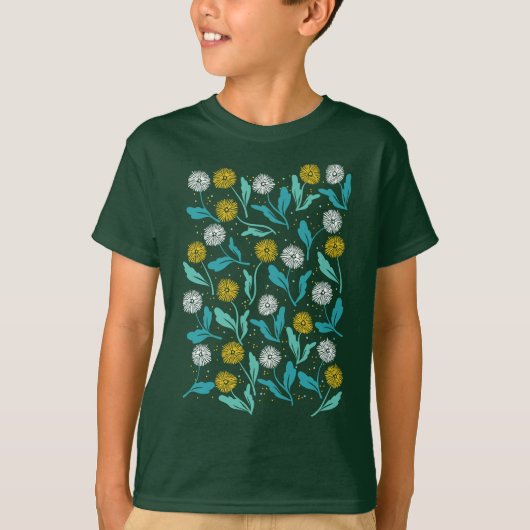 Spring Paardebloem Bloemen en Bladeren Design T-shirt (Voorkant)