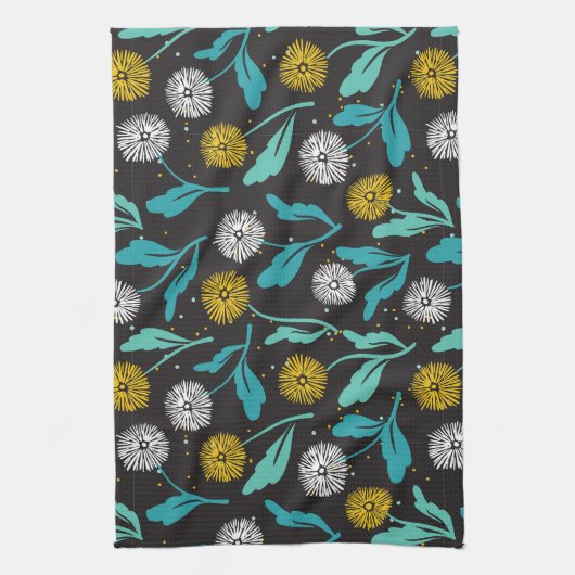 Spring Paardebloem Bloemen en Bladeren Design Theedoek (Verticaal)