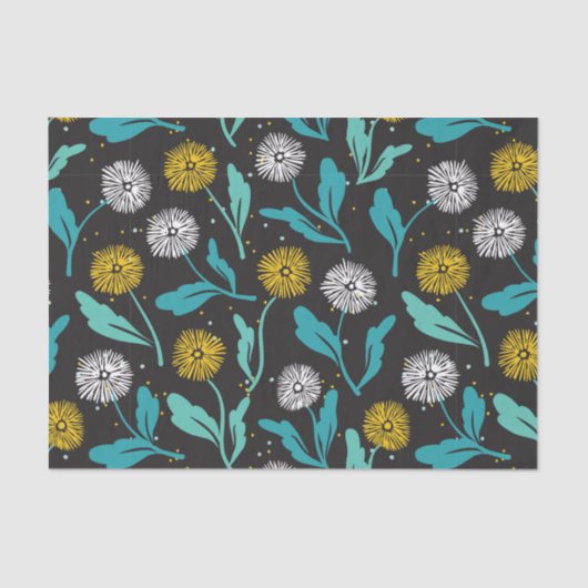 Spring Paardebloem Bloemen en Bladeren Design Tissuepapier (Voorkant)