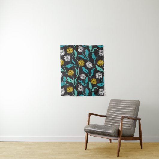Spring Paardebloem Bloemen en Bladeren Design Wandkleed (In situ)